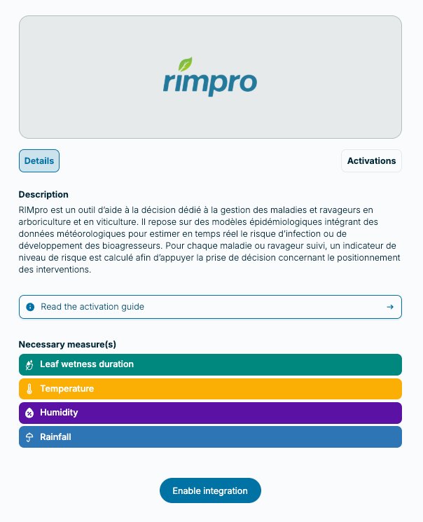 Weenat integration detail page